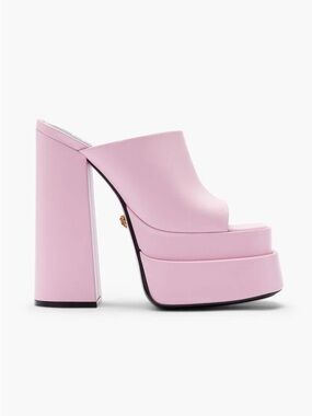 Versace Pink Layered Platform Slide Mules